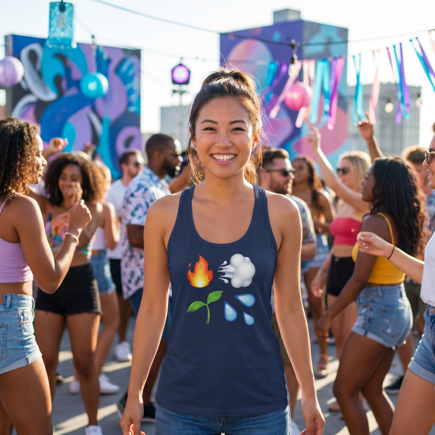 Four Elements Emojis Racerback Tank