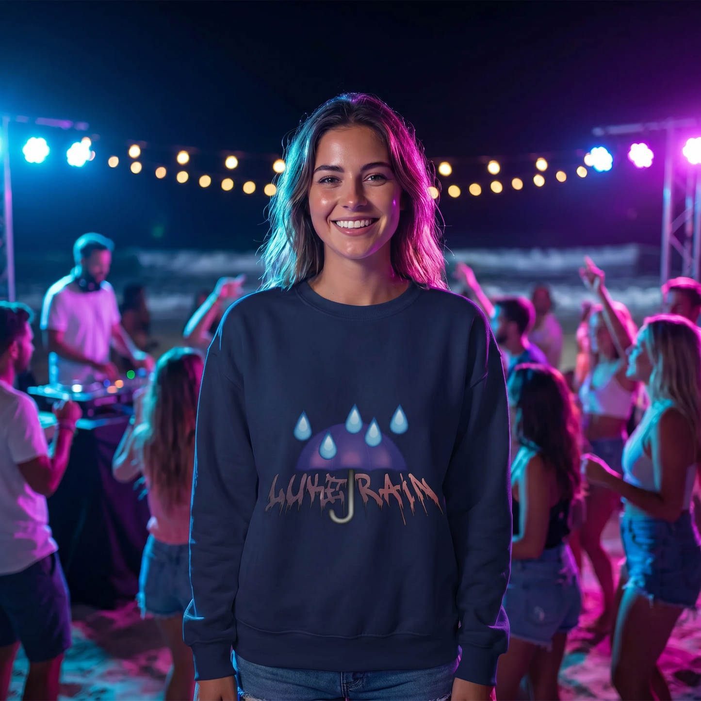 Luke Rain Umbrella Crewneck - Color Text