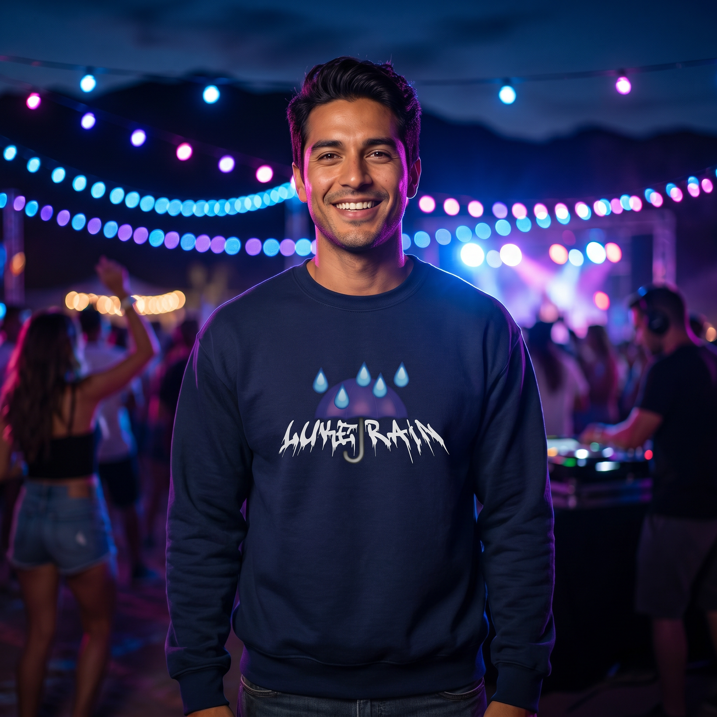 Luke Rain Umbrella Crewneck - White Text