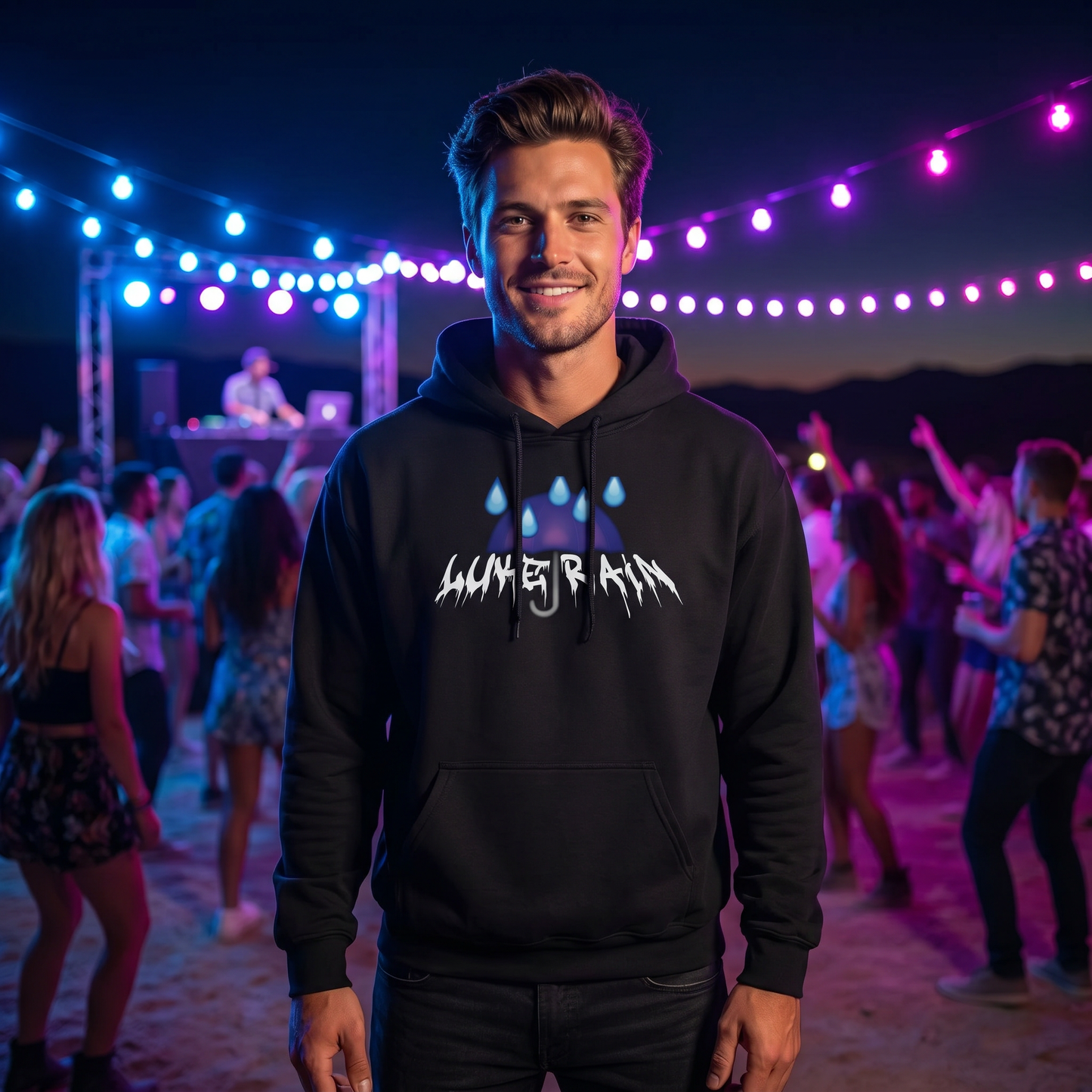 Luke Rain Umbrella Hoodie - White Text