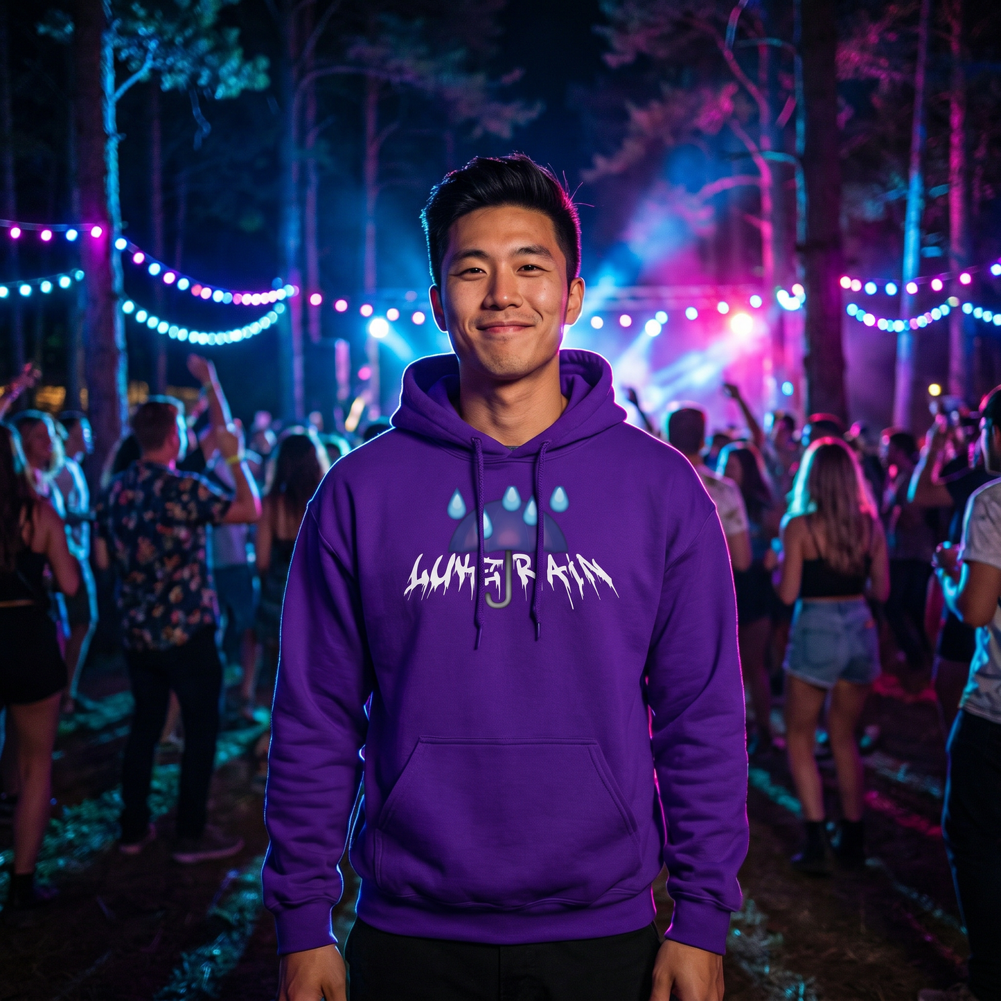 Luke Rain Umbrella Hoodie - White Text