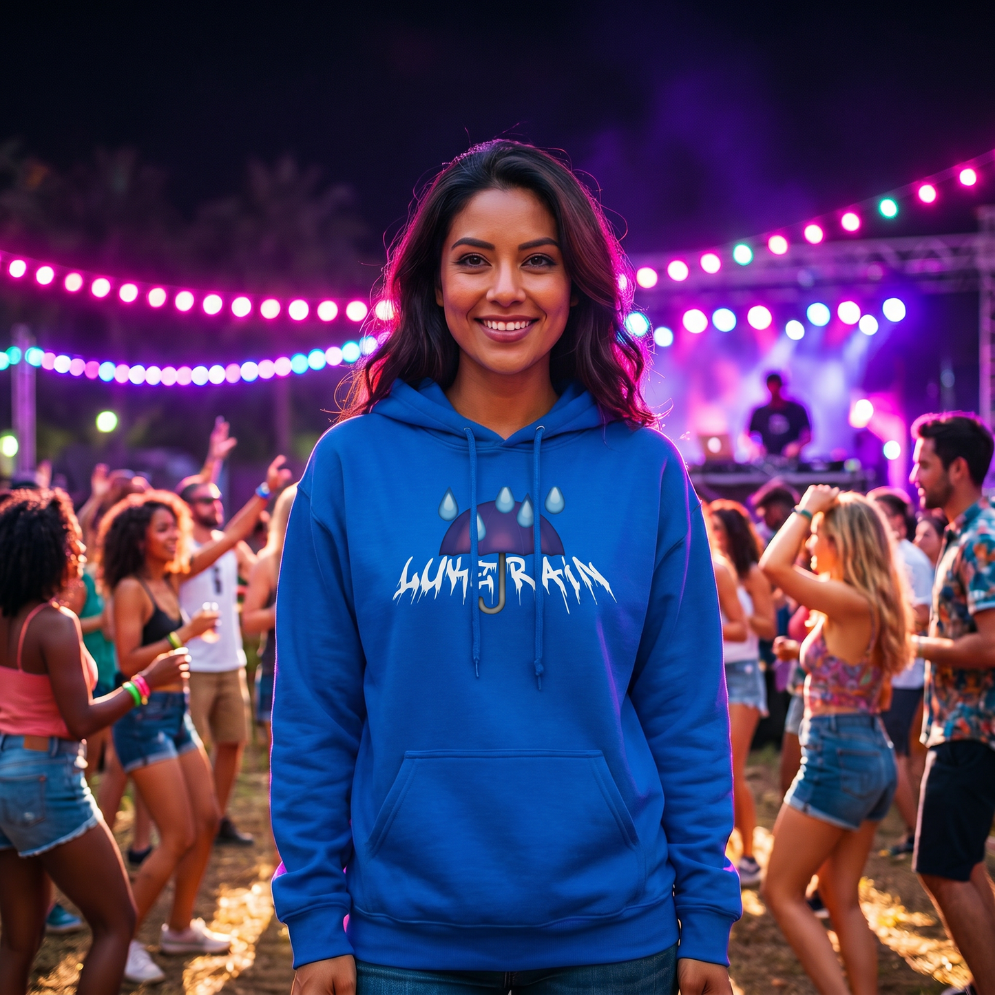 Luke Rain Umbrella Hoodie - White Text