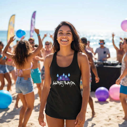 Luke Rain Umbrella Racerback Tank - White Text