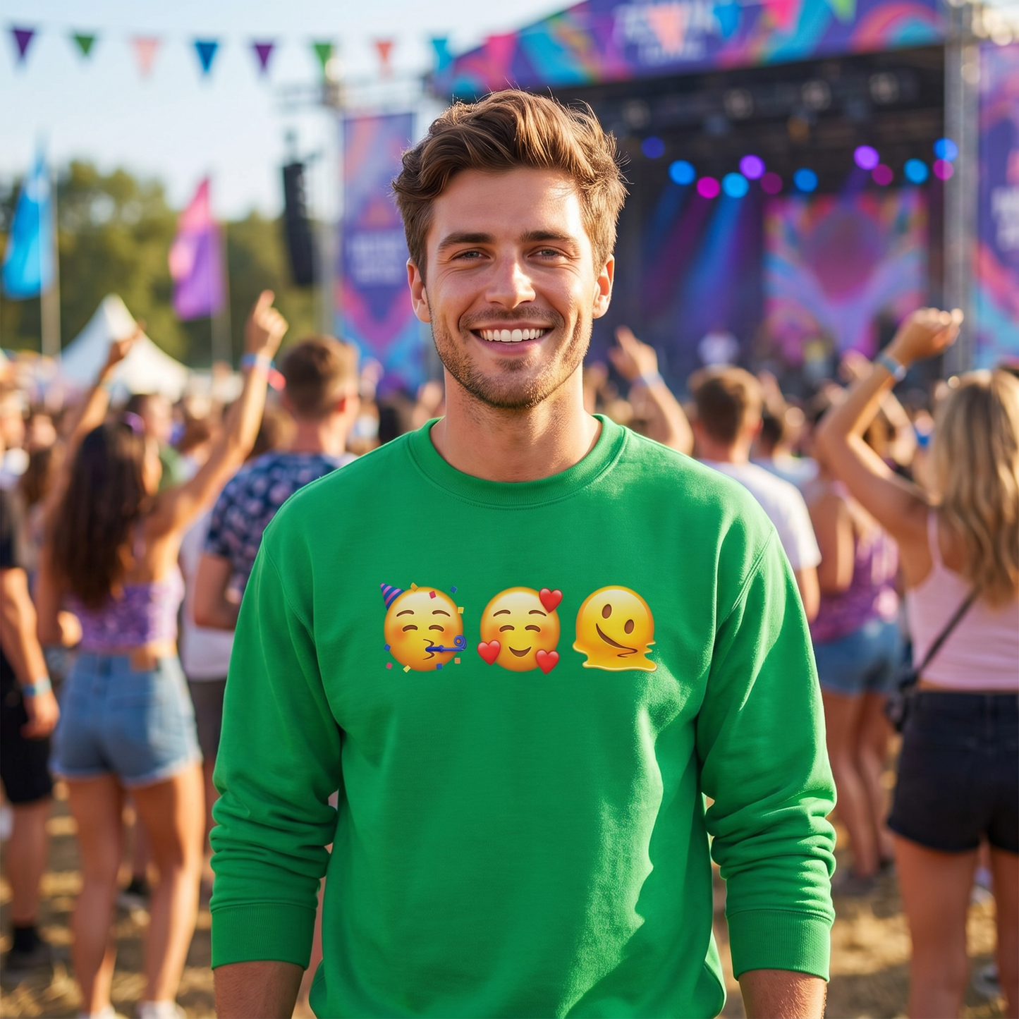 Party Love Melt Emoji Crewneck