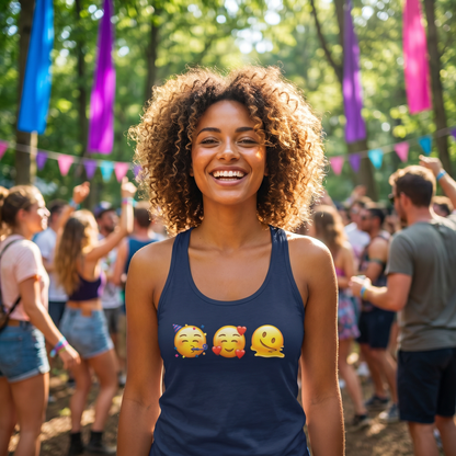 Party Love Melt Emoji Racerback Tank