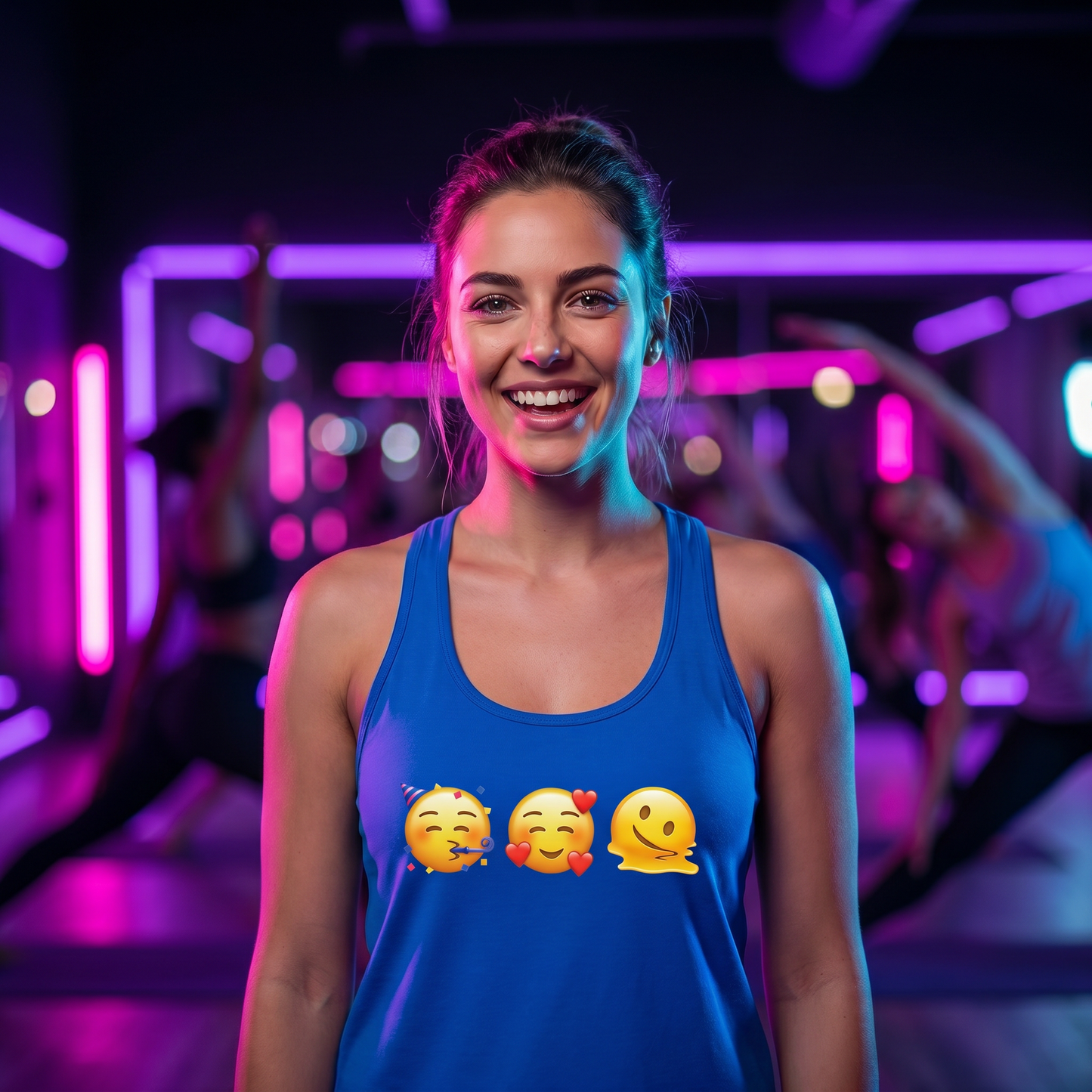 Party Love Melt Emoji Racerback Tank